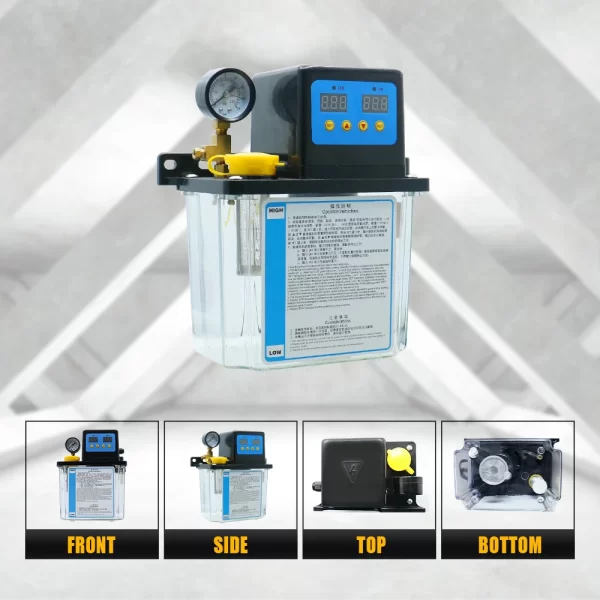 HLTNC 110V 220V Bomba de óleo de lubrificação automática eletromagnética com tanque de 2L e medidor de pressão para lubrificação de gravador CNC - Imagem 3