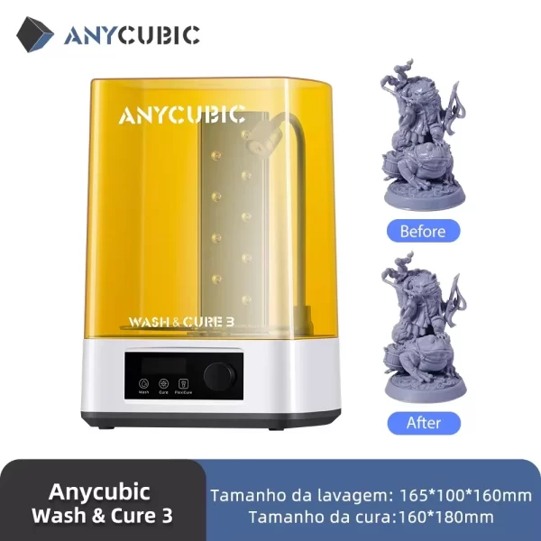 Anycúbico lavagem & cura 3 4 litros grande volume máquina de cura para impressora 3d resina lcd dlp para photon mono 4