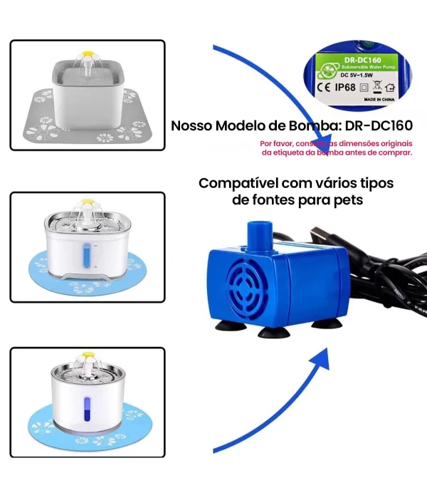Newpet Mini bomba submersível DC 5V 160L/H 1,5W Bomba de água USB ultra-silenciosa para animais de estimação Bomba de água com motor sem escova - Imagem 5