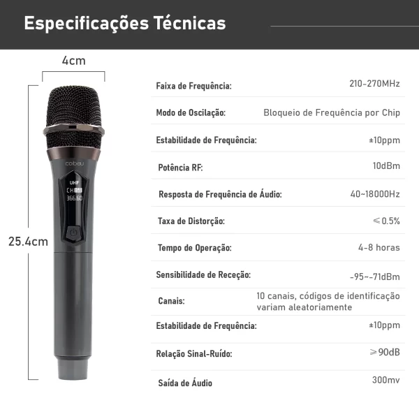 microfone*2,microfone sem fio profissional，karaoke，microfone sem fio profissional， frete gratis，Sem Fio Duplo UHF, Dinamico - Imagem 6