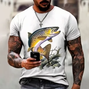 Camiseta de Pescaria Peixe Anzol Mar Rio Sol