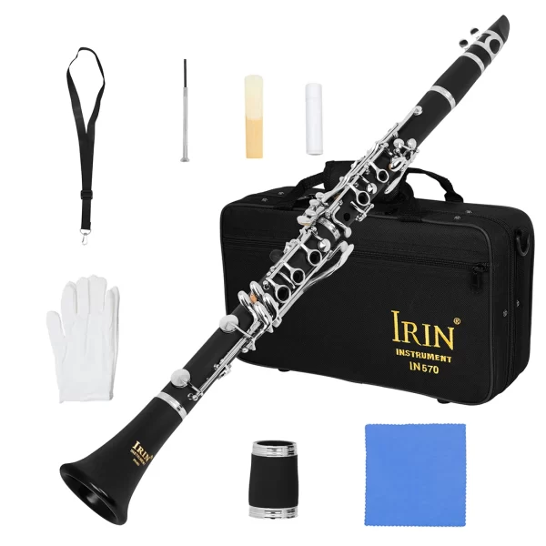 Clarinete 17 teclas caindo tune b/c clarinete baquelite clarinete de madeira preto com caixa palheta peças de instrumento musical - Imagem 6