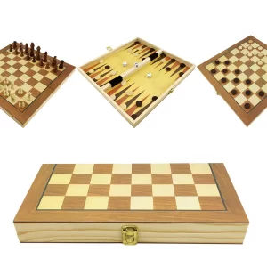 Jogo de Xadrez, Damas e Gamão Dobrável 3 em 1