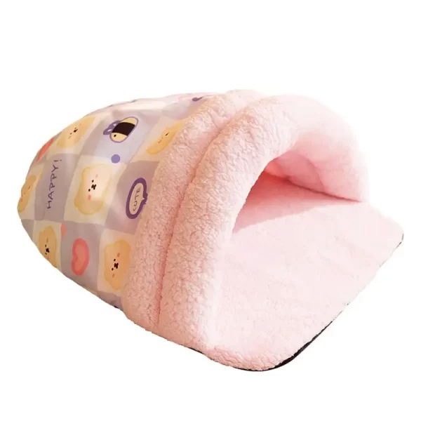 Aconchegante caverna cama de cachorro dobrável ninho de gato chinelo forma quente caixa de cachorro esteira inverno bonito coelho gatinho cuddler cama espessada para interior