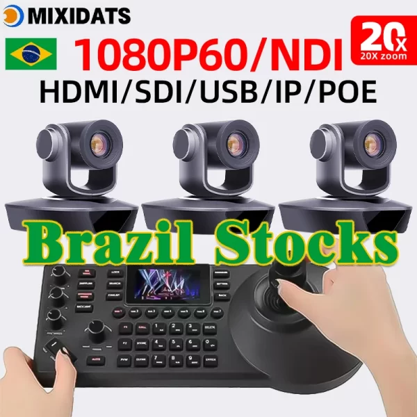 1080P60fps PTZ Câmera NDI POE 20X Zoom Conferência para Reunião de Negócios da Igreja 1pc Controlador de câmera NDI PTZ para videoconferência 1-8pcs