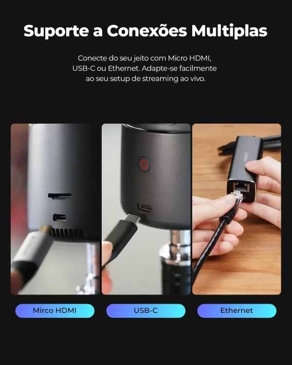 OBSBOT-Tail Air NDI Streaming Camera, AI Tracking, Câmera PTZ com APP, Controle de Gestos, HDMI, USB-C, Webcam sem fio para Stream, 4K - Imagem 5
