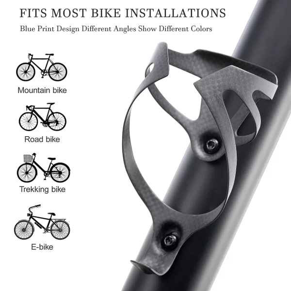 HUALONG Gaiola para garrafa de água de bicicleta de fibra de carbono 3K Gaiolas para suporte de garrafa de água para bicicleta de estrada MTB, preto fosco, peso (16± 2g) - Imagem 4