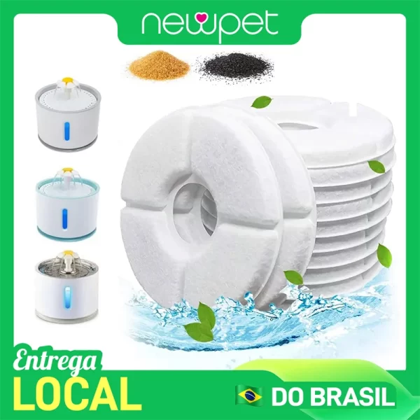 Filtro de carvão ativado de reposição para bebedouro de água para gatos Filtros de reposição Flower para bebedouro redondo para cães e animais de estimação