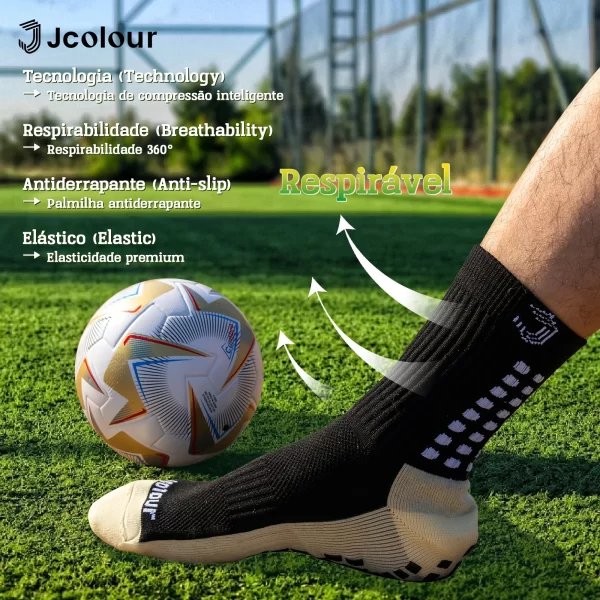 Frete grátis Kit 10 pares Meias Esportivas De Algodão De Boa Qualidade Para Futebol Sem Deslizamento - Imagem 2