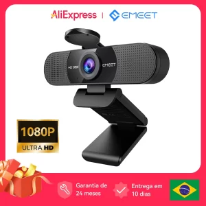 Câmara Web Full HD com Microfones USB para Streaming