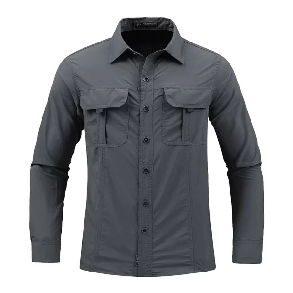 Homens verão tático camisas de manga comprida eua quente ao ar livre multi-bolso exército verde à prova dwaterproof água verão acampamento pesca carga camisas - Imagem 4