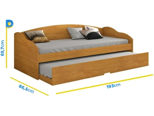 Sofá-cama Solteiro 2 Lugares Tinta e Verniz Ultravioleta Conquista Móveis Funny III - Imagem 4