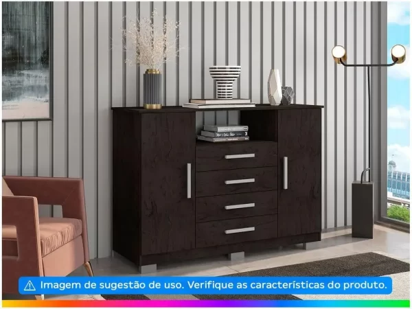 Cômoda 4 Gavetas 2 Portas Araplac Nairóbi - Imagem 3