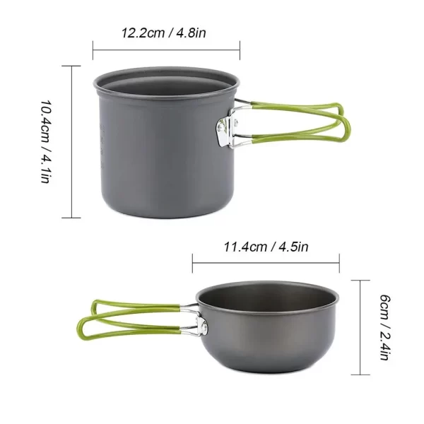 Kit de panelas de acampamento com fogão conjunto de cozinha ao ar livre panela de viagem utensílios de cozinha caminhadas piquenique churrasco - Imagem 2