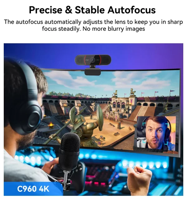 Webcam 4k câmera web com tripé emeet usb computador autofoco streaming câmera com microfones para zoom/equipos/obs/pc/mac/laptop - Imagem 2