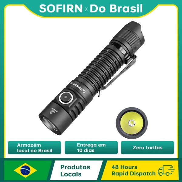 Sofirn sp31 v3.0 poderosa lanterna tática sst40/519a 2000lm 18650 led tocha usb c lâmpada de luz recarregável com interruptor duplo