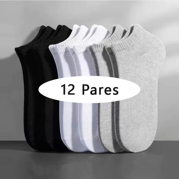 12 Pares, Meias Curtas de Barco, Meias Masculinas de Algodão, Leves, Respiráveis, Meias Curtas, Contendo Algodão