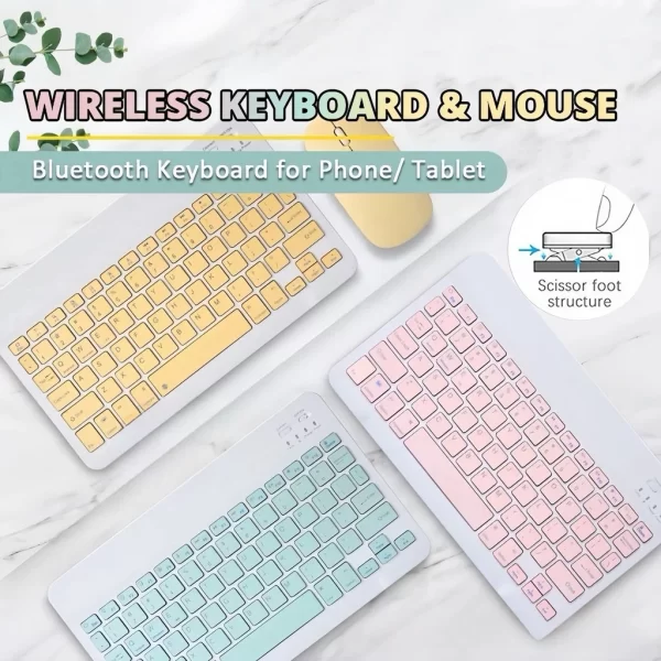 Kit Teclado E Mouse Bluetooth 5.2 Compatível Pc iPhone Android