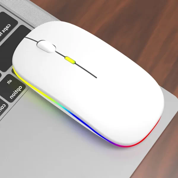 Mouse Sem Fio Sem Fio Com Bateria Interna Recarregavel 2,4 Ghz Led RGB Home Office - Imagem 6