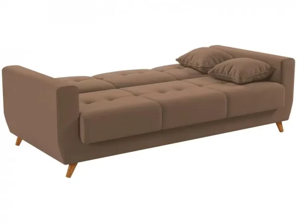 Sofá-cama Casal 3 Lugares com Baú Reclinável Veludo Matrix Pâmela - Imagem 4