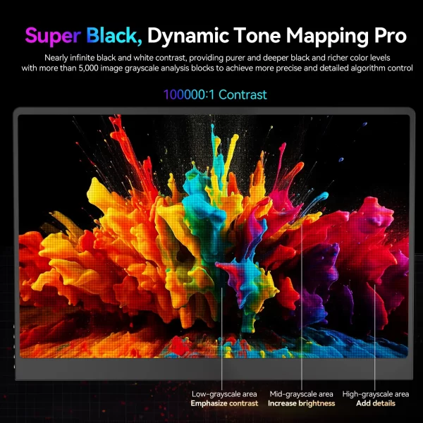 Monitor UPERFECT 16" 3K OLED 2880x1800 120Hz 1ms 16:10 100% DCI-P3 Display de jogos portátil Design ultrafino para laptop PC MAC Phone Console de jogos - Imagem 5