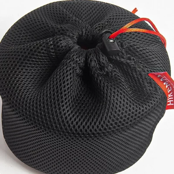 Saco de armazenamento de panela de acampamento ao ar livre portátil piquenique panelas saco de armazenamento sanduíche malha cordão bolso fogão ao ar livre acessórios - Imagem 4