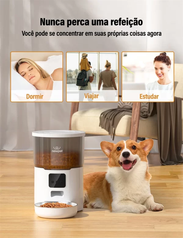 Alimentador automático para animais de estimação, 4l, wi-fi, redemoinho inteligente, alimentador lento para cães com gravador de voz, temporização de grande capacidade, dispensador de comida para gatos - Imagem 2