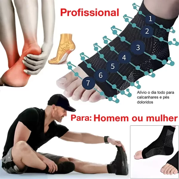 3 Pares, Meias para neuropatia para alívio da dor e fascite plantar, Meias tornozelo para homens e mulheres, Meias compressão - Imagem 6