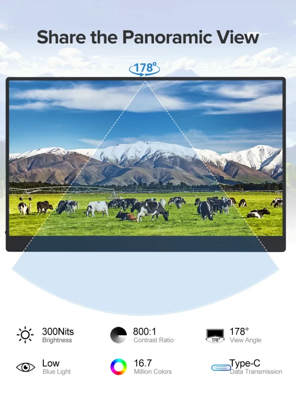 UPERFECT 15.6" Touch Screen Monitor Portátil 1080P FHD IPS Gaming Display USB-C com Alto-falantes Mini HDMI para PS5 PS4 Xbox Series NS Laptop PC - Imagem 4