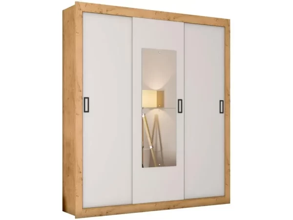 Guarda-roupa Casal com Espelho 3 Portas de Correr Araplac Fortaleza