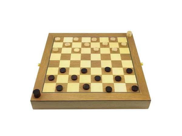 Jogo de Xadrez e Damas 2 em 1 Profissional Hoyle Games Tabuleiro Grande 29x29CM Peças Em Madeira Com 2 Gavetas - Imagem 5