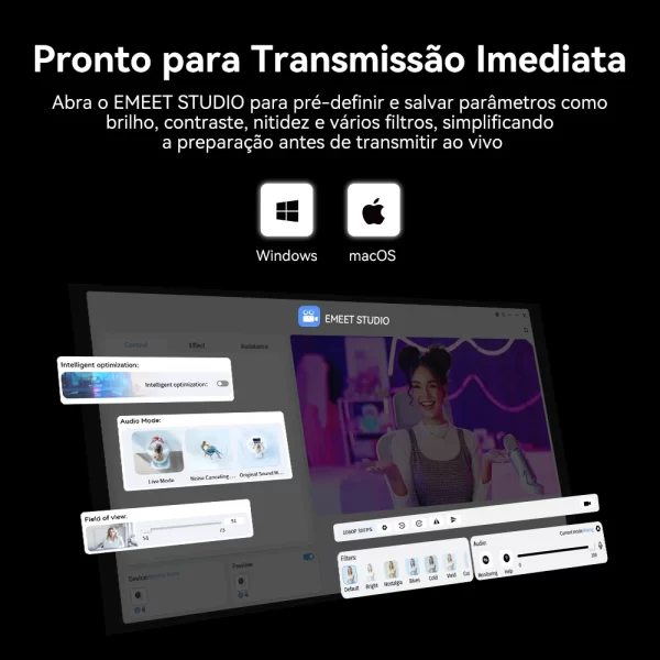 Webcam 4K para streaming para computador portátil UHD Mini Webcam EMEET Piko Câmera USB com 3 microfones e tripé de webcam - Imagem 5
