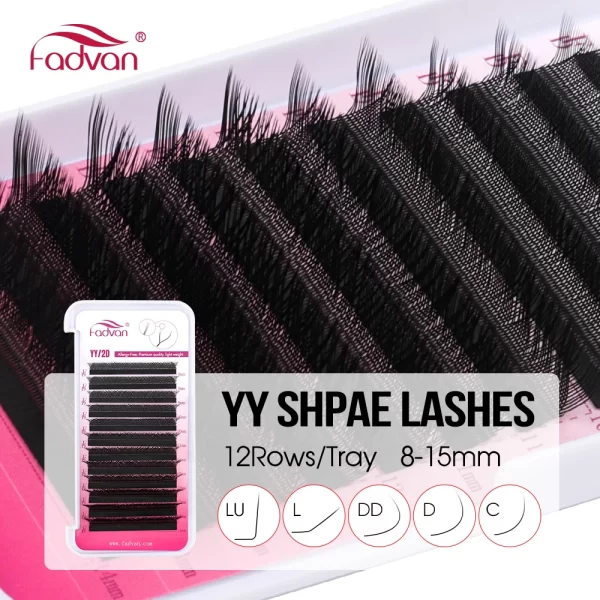 FADVAN YY Cílios 30 PCS L/LU/L + Curl YY Forma Cílios Preto Pré-fabricados Volume Fãs Envio do Brasil - Imagem 2