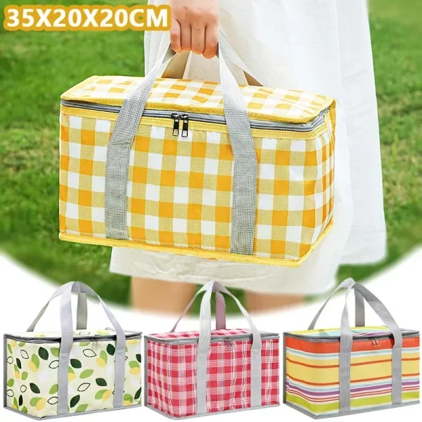 Grande capacidade portátil saco de isolamento térmico cesta de piquenique engrossado oxford pano sacos de mão ao ar livre viagem equipamentos acampamento