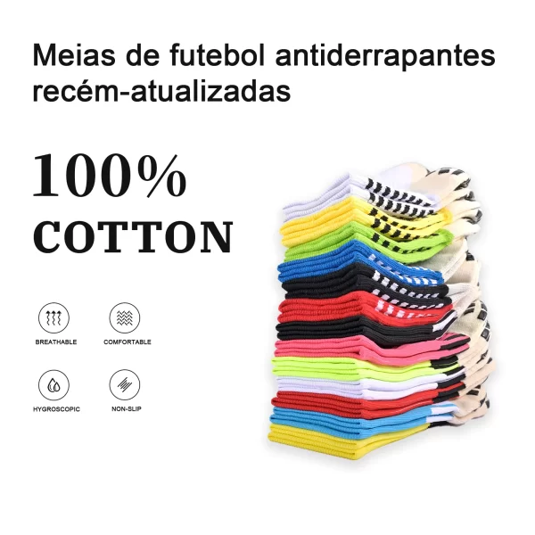 Frete grátis Kit 3 pares Meias De Futebol Profissionais Esportivo Antiderrapantes De silicone Respiráveis - Imagem 4