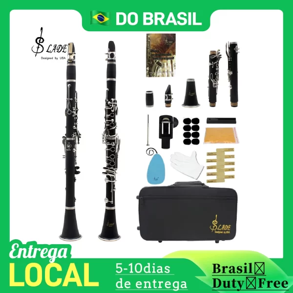 Slade clarinete bb 17 teclas 6 anéis clarinetto blackwinds portátil baquelite clarinete profissional instrumentos de sopro