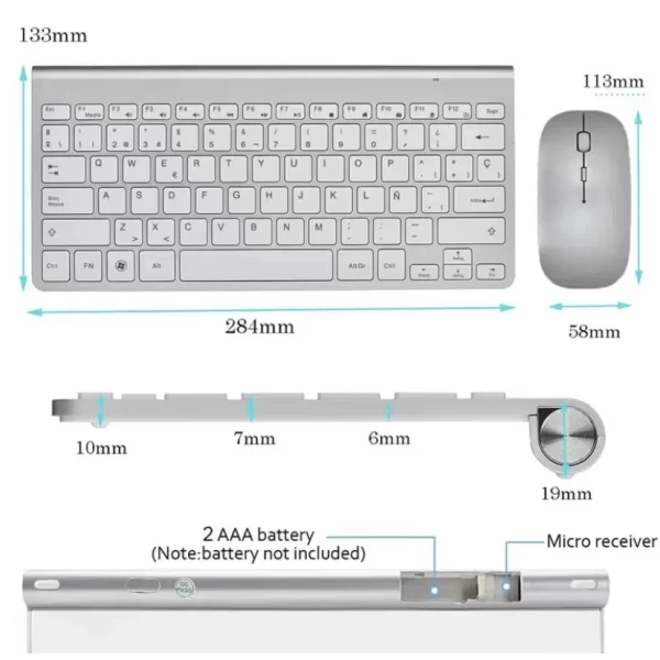 Combo Teclado Com Mouse Adaptador Usb Sem Fio Wb-8066 Pc - Imagem 5
