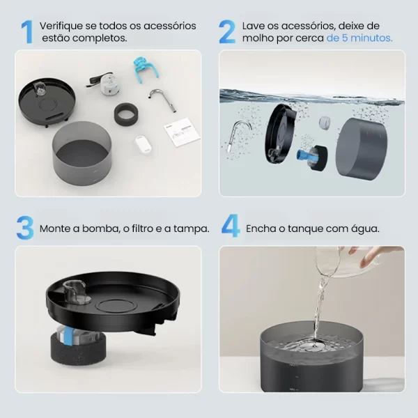 2l ultra-silencioso gato fonte de água filtro inteligente automático pet cão dispensador de água & bomba de prevenção de queimaduras recircular filtrin - Imagem 3
