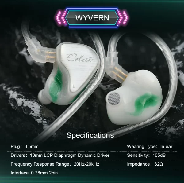 Kinera Celest Wyvern Preto Fones de ouvido Cabo com microfone Envio de IEMs brasileiros Hifi Fones de ouvido para jogos com fio para presentes - Imagem 3
