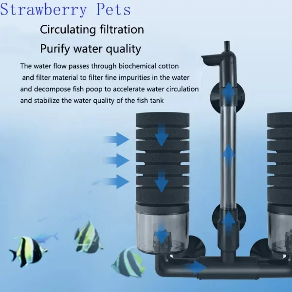 Novo filtro de aquário para aquário tanque de peixes bomba de ar skimmer bioquímico esponja filtro aquário bio filtros filtro aquario - Imagem 3
