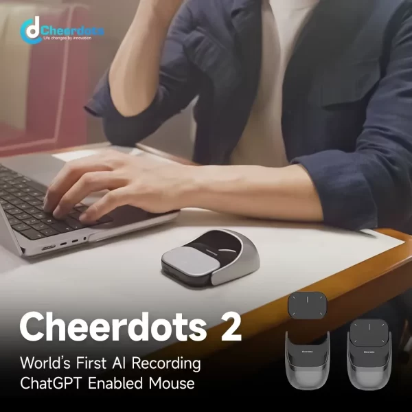 Cheerdots 2 mouse de ar removível sem fio touchpad tudo-em-um bolso ai gravação habilitado mouse controle sem fio chatgpt escritório - Imagem 2