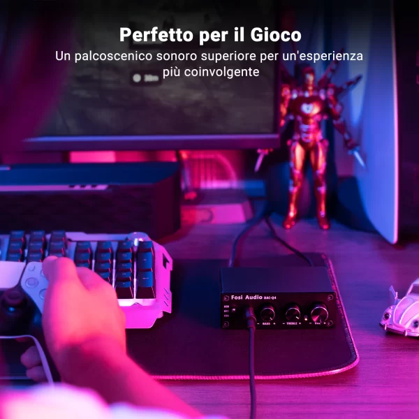 Fosi áudio mini estéreo usb gaming dac & amplificador de fone de ouvido adaptador conversor de áudio para casa/desktop alimentado/alto-falantes ativos - Imagem 5