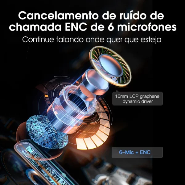 QCY HT05 ANC fone de ouvido sem fio 40dB cancelamento de ruído Bluetooth 5.2 fone de ouvido 6 microfone ENC HD chamada TWS fones de ouvido modo de transparência - Imagem 4