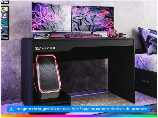 Mesa Gamer XT Racer Line Preto e Branco - Imagem 2