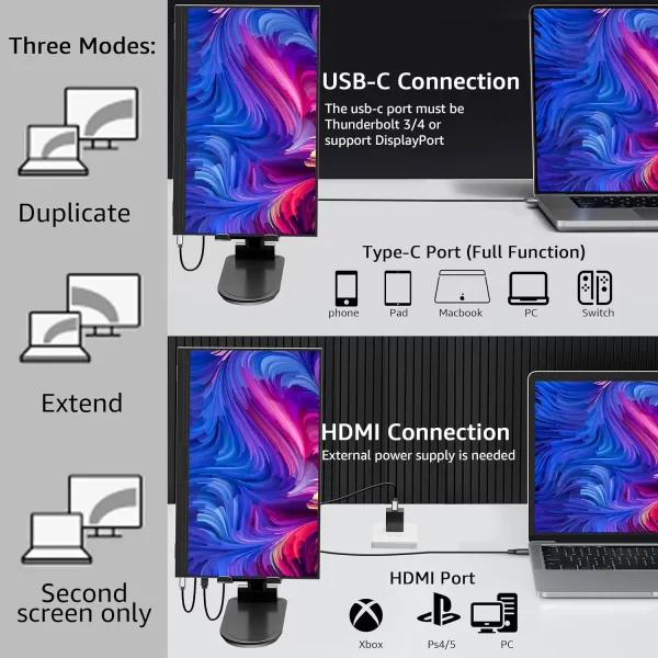 Monitor portátil de 15.6 polegadas 144Hz FHD IPS 300cd/m2 USB-C HDMI Monitor de jogos para PC/PS3/4/5/Switch/Xbox/Laptop/Mini Pc/Telefone - Imagem 6