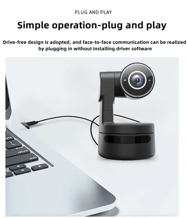 Webcam 4k ptz ai, enquadramento automático com câmera de microfones, zoom digital 4x, foco automático para youtube, fluxo vivo, gravação on-line, câmera de vídeo - Imagem 6