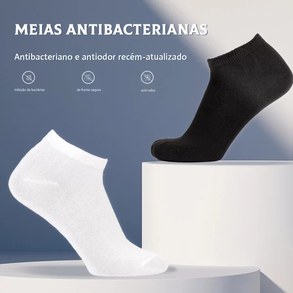 Homens e mulheres poliéster algodão anti-bacteriano anti，Stinky barco meiasmeias masculina kit 6 pares，6 Pares meias masculino - Imagem 5