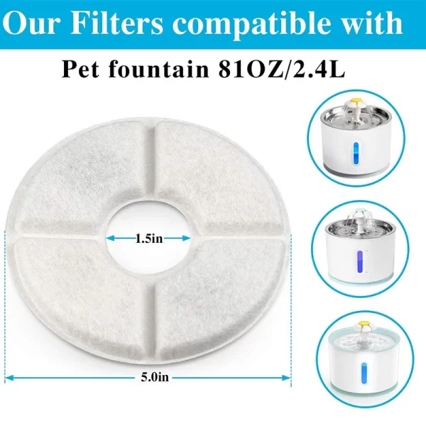 Filtro de carvão ativado de reposição para bebedouro de água para gatos Filtros de reposição Flower para bebedouro redondo para cães e animais de estimação - Imagem 3