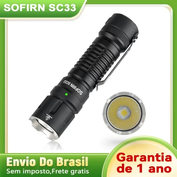 Sofirn sc33 led lanterna tática xhp70.3 hi 5200lm poderosa 21700 tipo c recarregável tocha e-switch luz ao ar livre