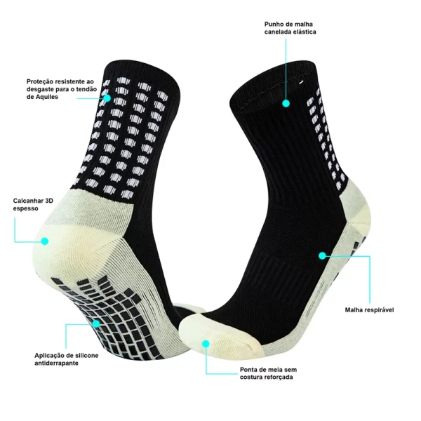Meias de futebol de cano médio, Meias esportivas masculinas, Meias grossas de treino, Meias de ciclismo confortáveis, 5 Pares - Imagem 3